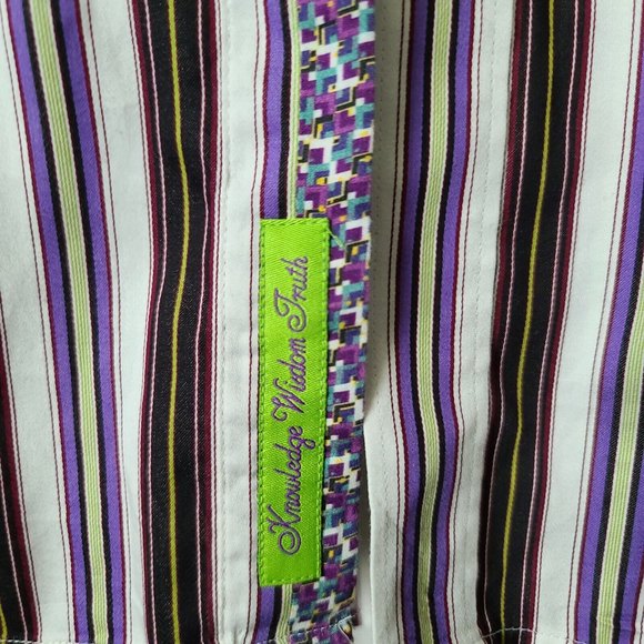 Robert Graham X Collection Multicolor Striped Shirt XL Tailored Fit Flip Cuffs - Picture 8 of 11